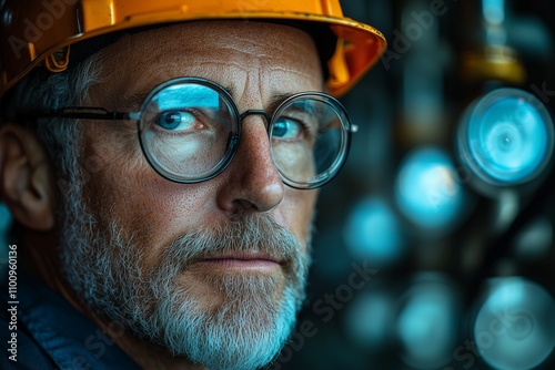 Focused Engineer's Close-Up Portrait
