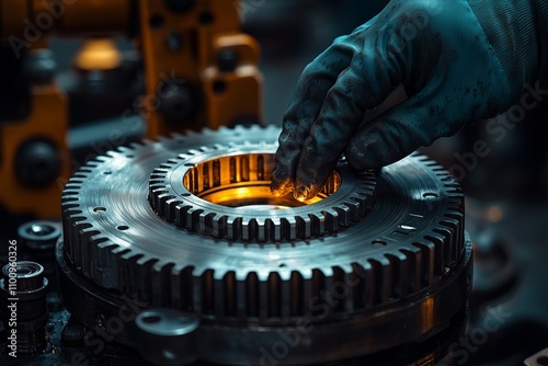 Gear Inspection: Macro View of Metal Auto Part