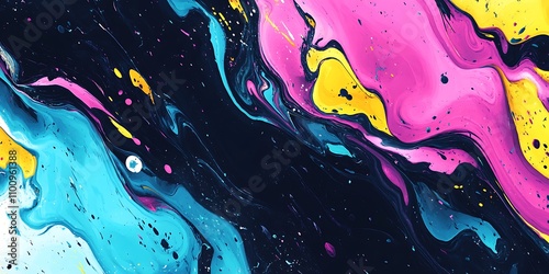 Bold lines and layered patterns define this abstract