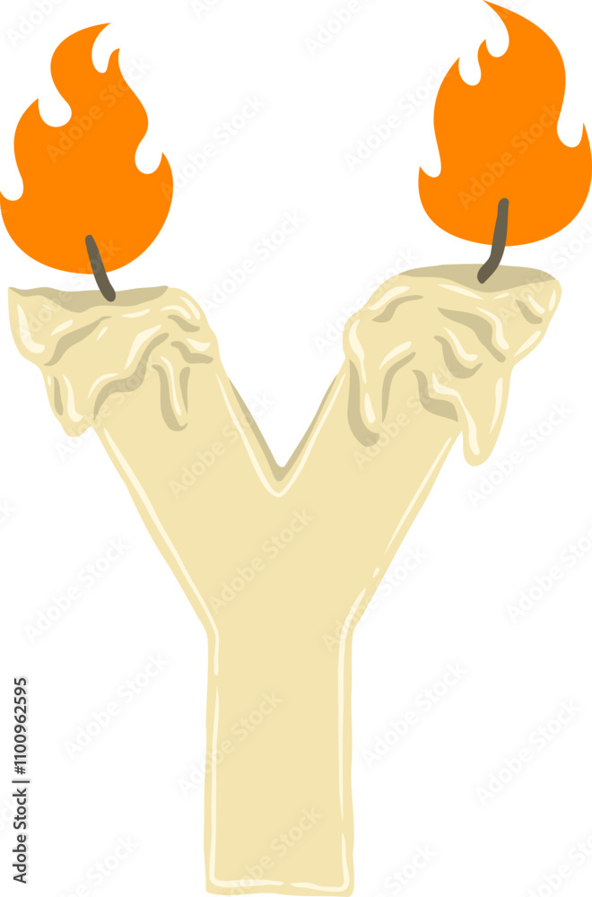 Obraz premium Candle Letter Alphabet Vector Element Y