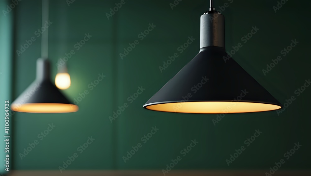 Obraz premium Elegant Minimalist Interior Design with Hanging Lamps