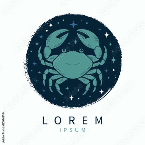 Artistic Blue and Teal Crab with Starry Night Sky