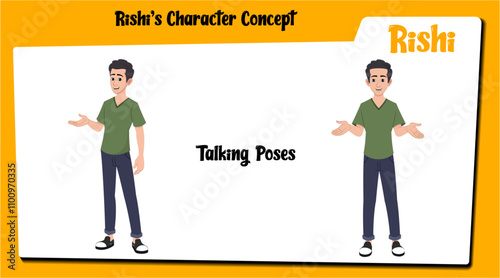 An Indian student character talking AKA Rishi. School boy creation set.