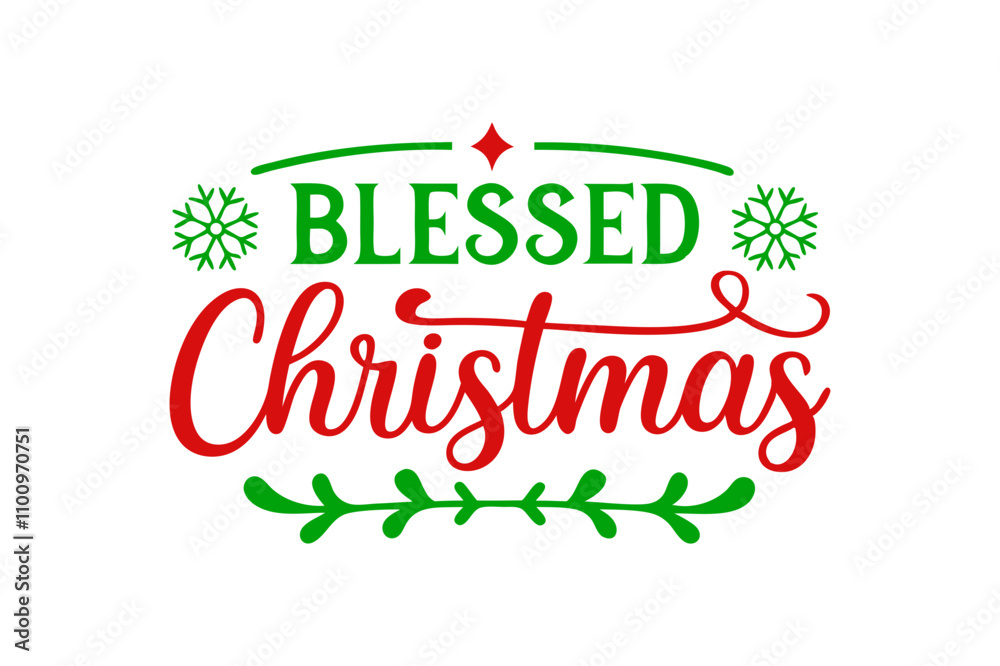 Fototapeta premium Blessed Christmas typography t-shirt design