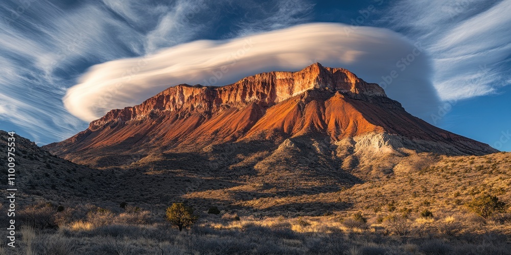 Naklejka premium Clouds casting shadows Tall mountain Time-lapse of cl