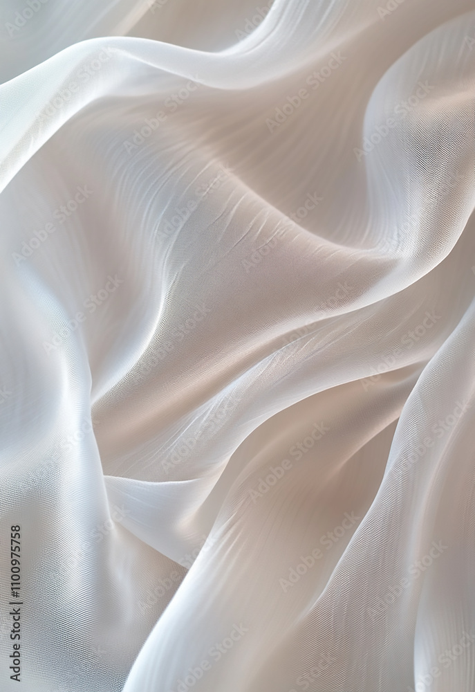 Fototapeta premium Blank white draped fabric template.Textile moccap blank with silky texture and soft pleats.Fabric mockup for various purposes, from clothing White fabric with a pattern of small dots. 