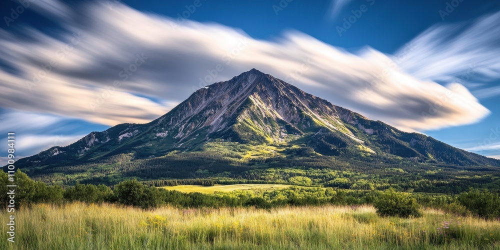 Fototapeta premium Drifting clouds Tall mountain Time-lapse of clouds mo