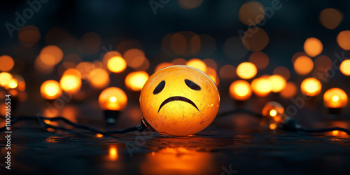 Sad face light bulb circle shaped photo