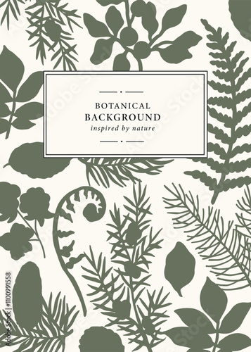 Flat vector forest plants and tree branches template