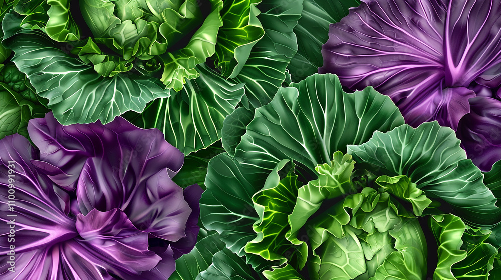Fototapeta premium Background with Lots of cabbage close up