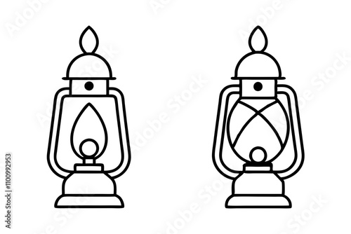 kerosene lamp line art icon vector.