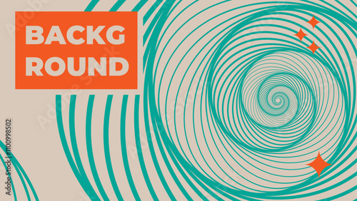 horizontal background including vintage concentric spiral with dummy text