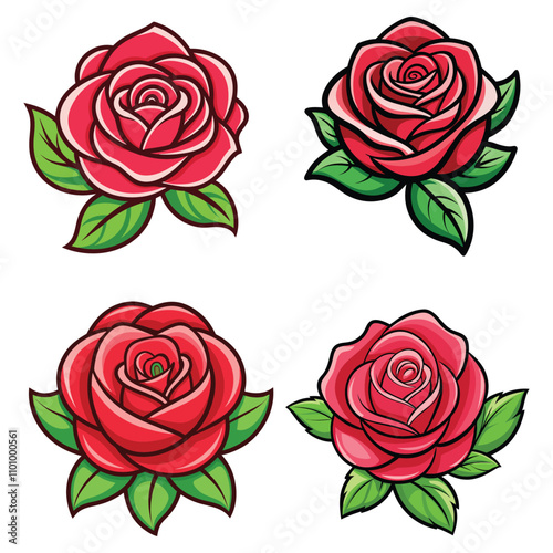 Wallpaper Mural beautiful rose vector icon with white background Torontodigital.ca