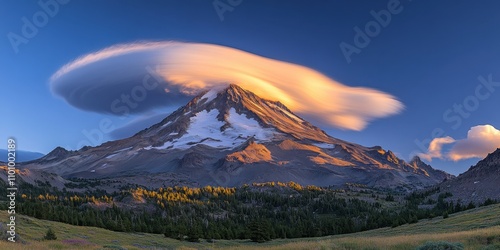 Waves of clouds Craggy mountain top Time-lapse of clo photo