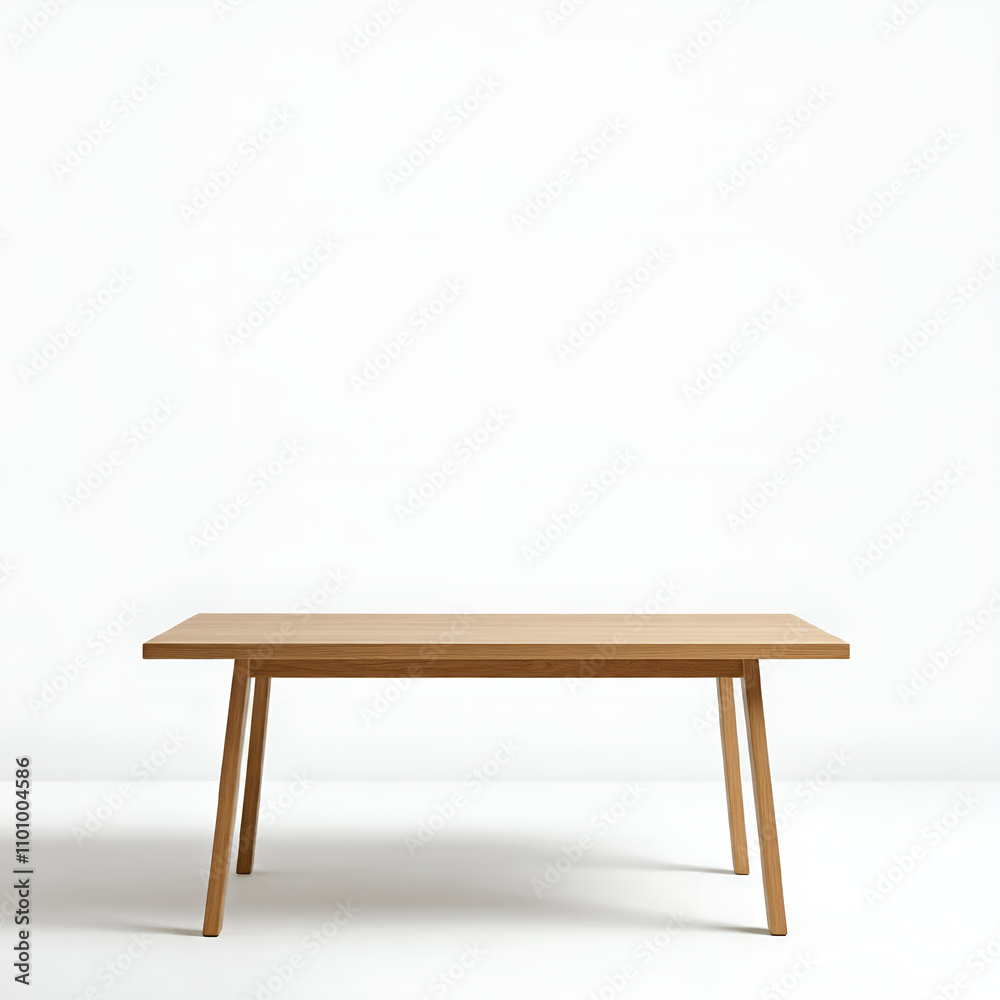 Minimalist Wooden Dining Table on White Background Minimalist Wooden Dining Table on White Background