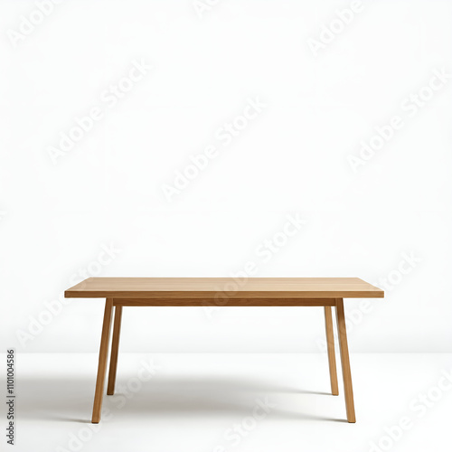 Minimalist Wooden Dining Table on White Background