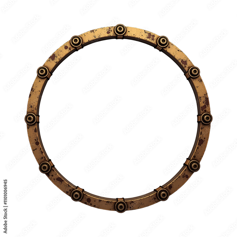 Obraz premium Steampunk border circle PNG transparent background