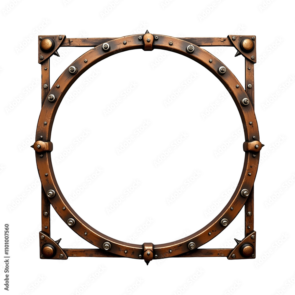 Obraz premium Steampunk border circle PNG transparent background