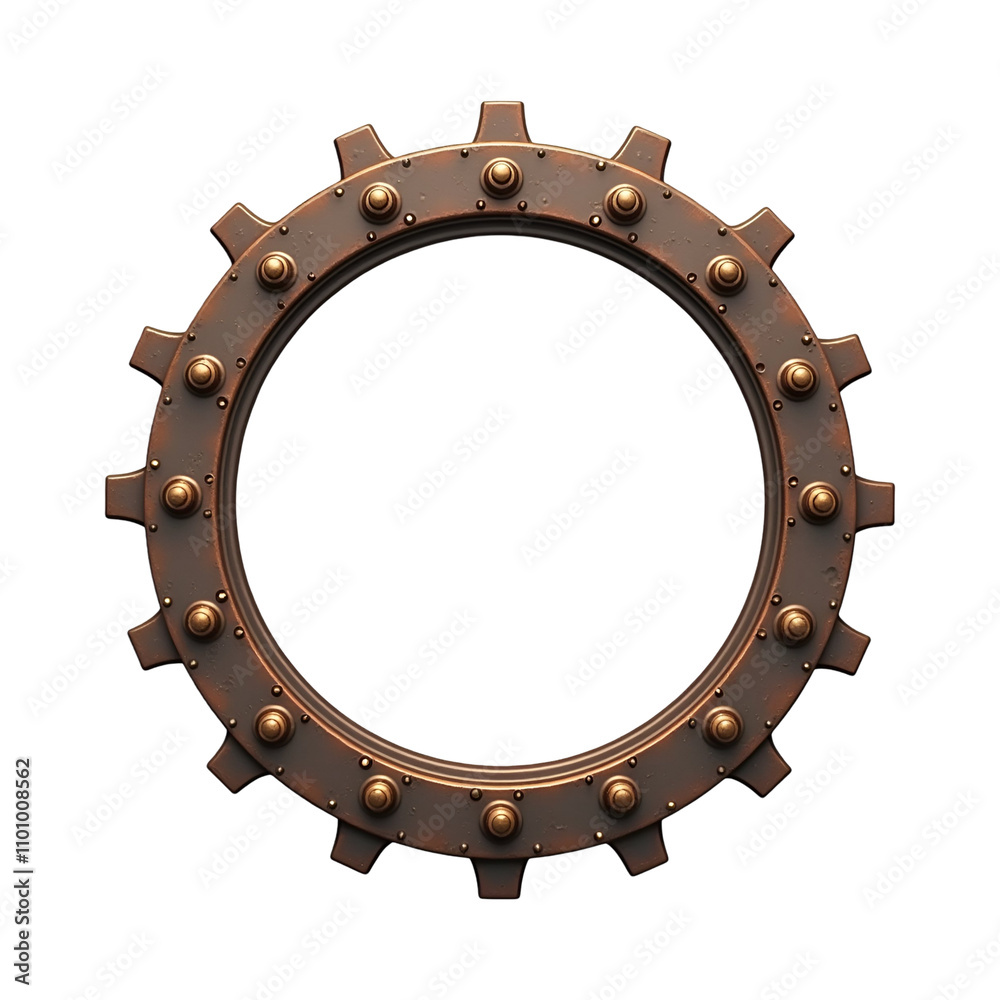 Naklejka premium Steampunk border circle PNG transparent background