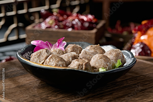 Hong Kong style hot pot ingredients hand-made beef balls photo