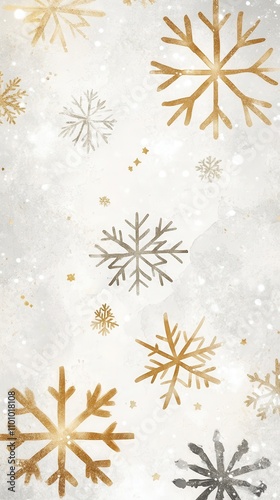Gold and Silver Snowflakes Winter Design