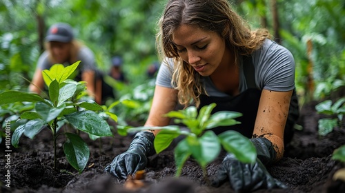 Planting trees embodies a commitment to environmental sustainability and a hopeful future. photo