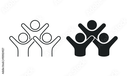 People with raised arms icon. Illustration vector