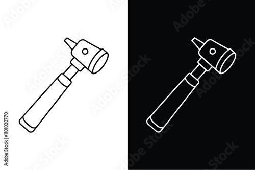 Editable Otoscope Symbol. Outline Design for White and Black Backgrounds