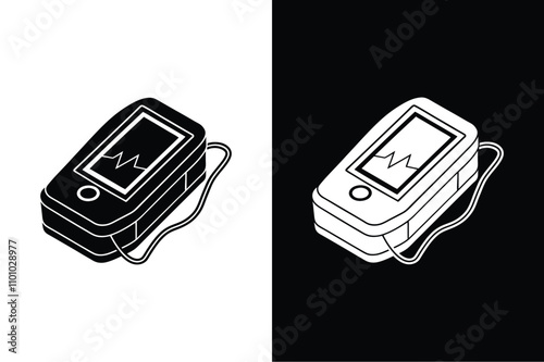 Pulse Oximeter Silhouette Icon. Minimalist Medical Design