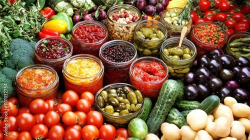 Wallpaper Mural Vibrant Variety of Fresh Produce and Pickled Delicacies Torontodigital.ca