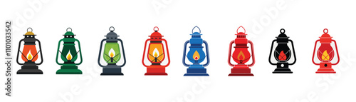 kerosene lamp clip art vector silhouette on a white background.