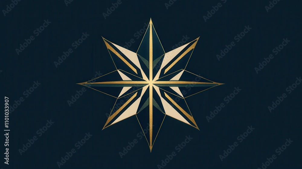 Obraz premium Elegant Gold and Teal Geometric Star Design