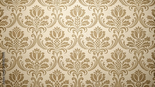 Damask seamless wallpaper background, refined design, ornate decorations, sophisticated atmosphere