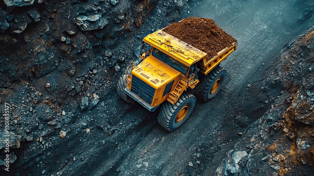 Soil is extracted to reach valuable resources, illustrating the environmental consequences of mining activities.