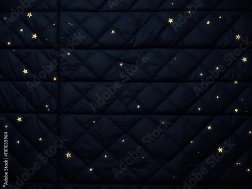 Dark quilted background with scattered stars, mysterious night scene, night sky photo