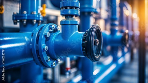Industrial Water Pump System with Precision Valves and Piping for Clean Water Distribution