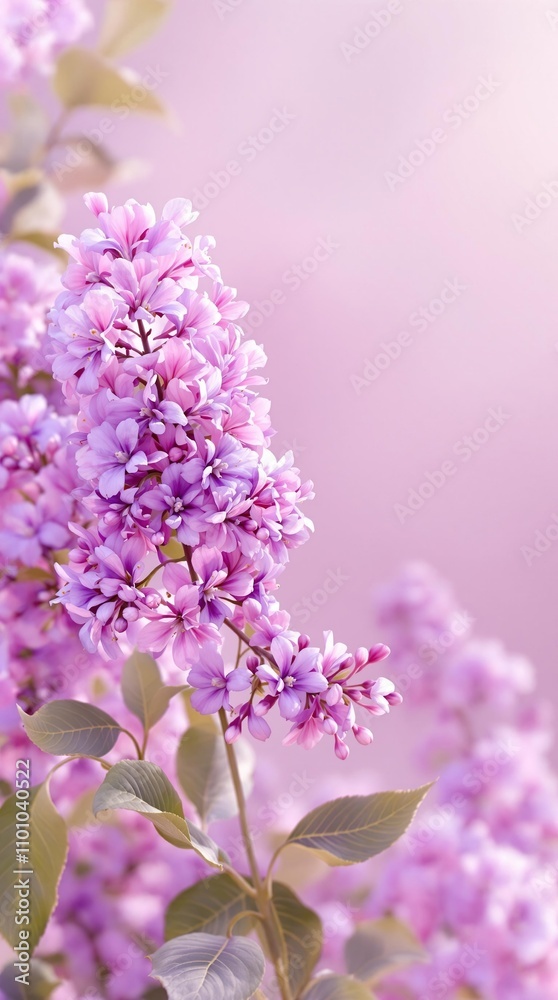 Obraz premium Beautiful lilac flowers against a soft and blurred background, colorful, pastel, outdoors