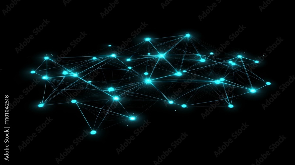 Fototapeta premium Abstract Network Connection: Glowing Lines and Nodes
