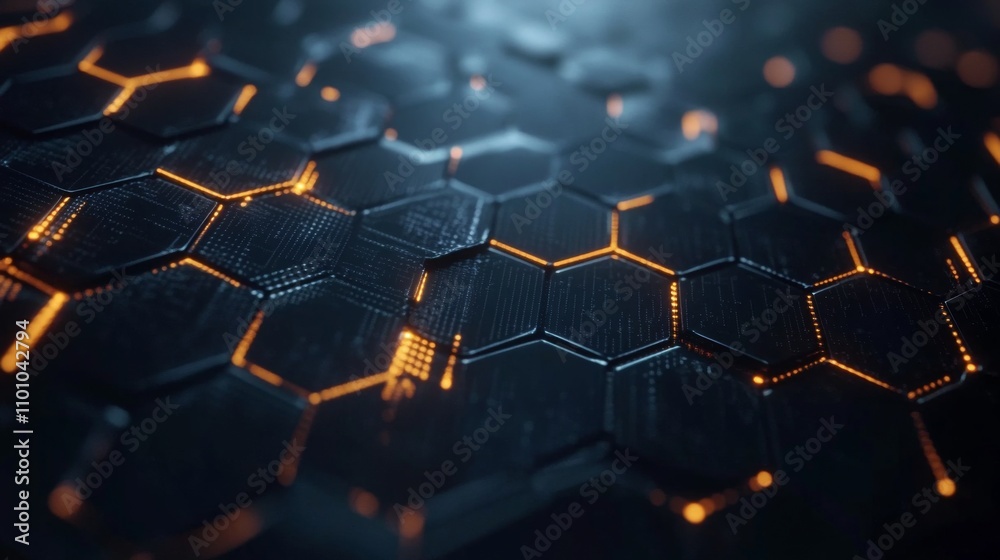 Obraz premium Abstract Hexagon Pattern: Glowing Lines and Futuristic Design
