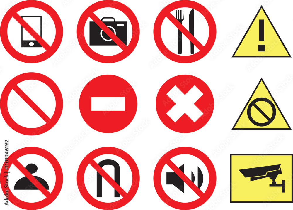 Warning Signs Set vector Warning Signs Set vector