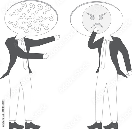One man asks a lot of questions and another man can not stand it One man can not understand what another man said