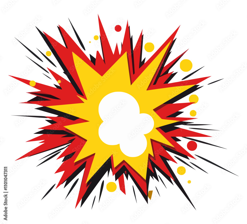 Naklejka premium Comic-style explosion with bright colors. Generative AI.