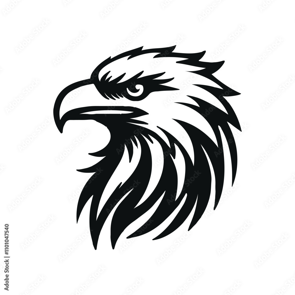 Fototapeta premium Eagle head silhouette vector illustration with white background