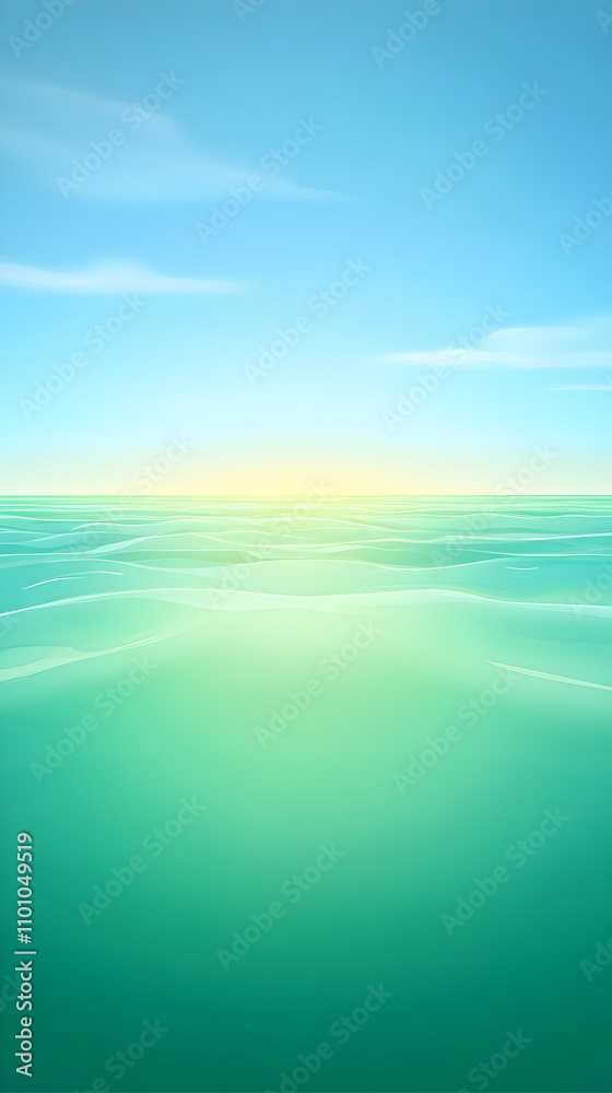 Obraz premium Calm ocean, soft sunlight, tranquil view.