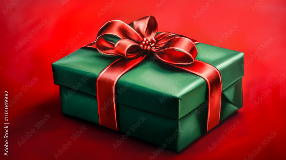 Obraz premium red gift box with ribbon