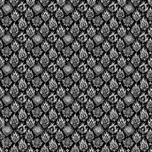 Fiery Mandala Pattern: Black and White Design 