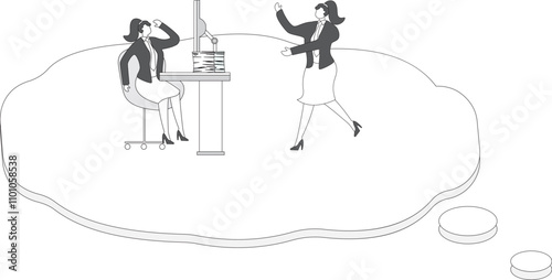 Two Businesswomen talking with a big speech bubble