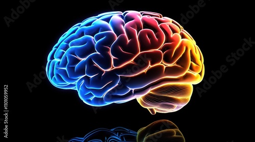 Glowing, vibrant brain symbolizing good health and vitality. photo