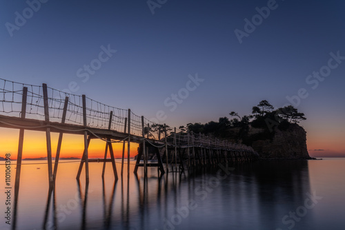 Wooden bridge to the island of Cameo on the island of Zakynthoss-art photography