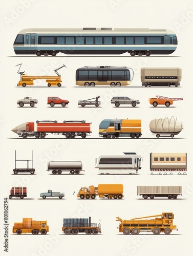 Flat Transportation Infographic Elements plus Icon Set. Vector. photo